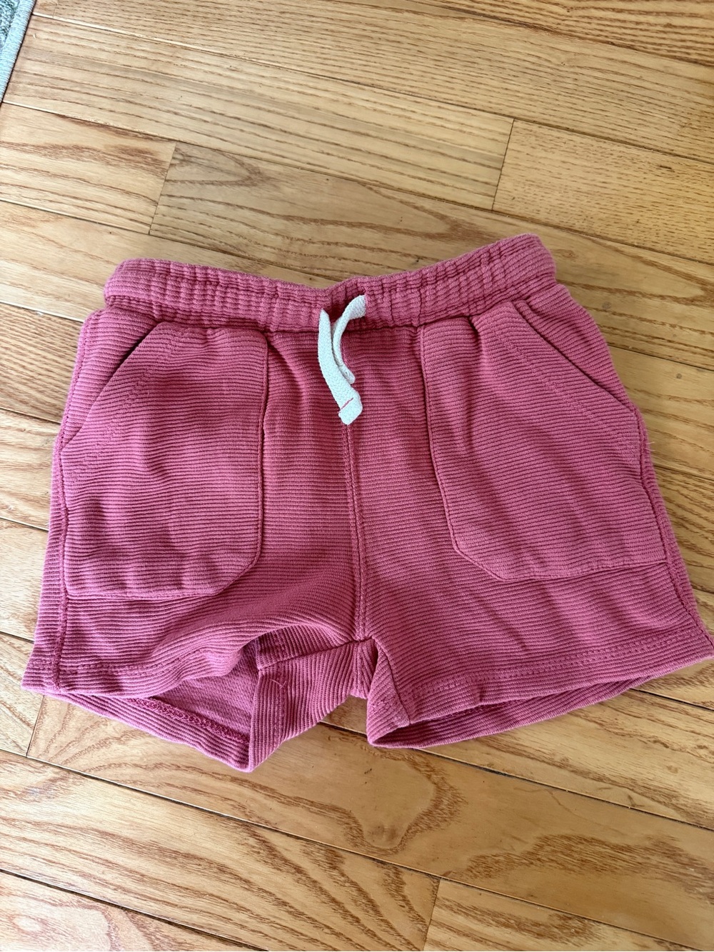 Zara Girls Ribbed Pull-On Shorts in Dusty Pink